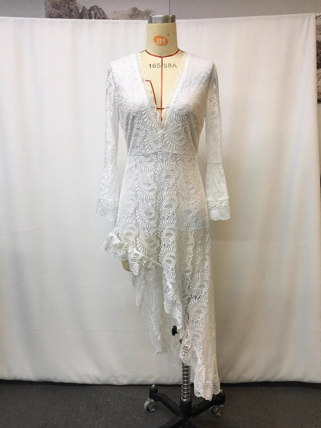 Lace High-Low V-Neck Dress