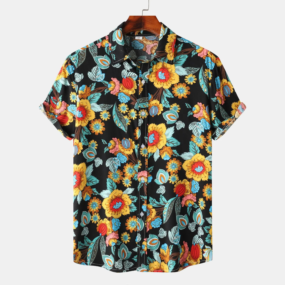 Men's Plus Size Floral Print Short Sleeve Hawaiian Shirt
