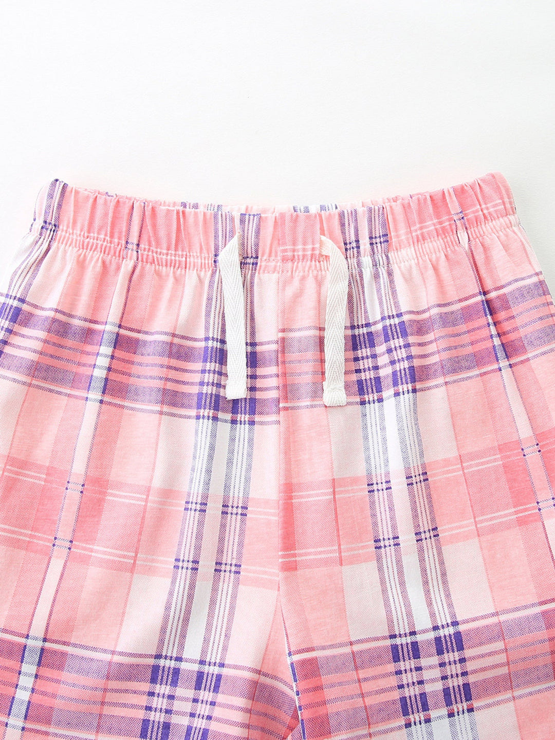 Children's Bunny Train Ruffle Trim Top & Plaid Shorts Set