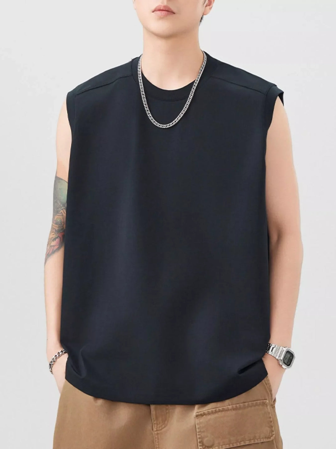 Men's Plus Size Round Neck Tank
