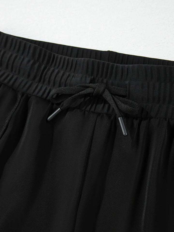 High Waisted Drawstring Swim Shorts