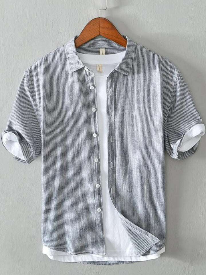 Men's Plus Size Casual Striped Short Sleeve Shirt