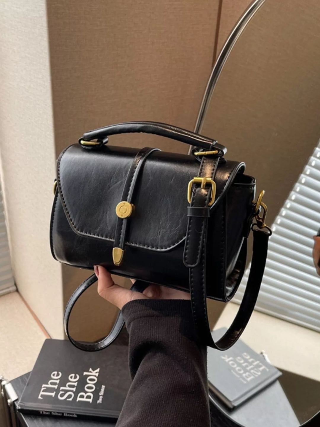 Leather Top Handle Crossbody Bag