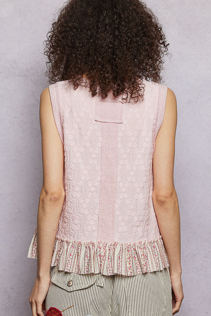 POL Floral Print V-Neck Textured Tank