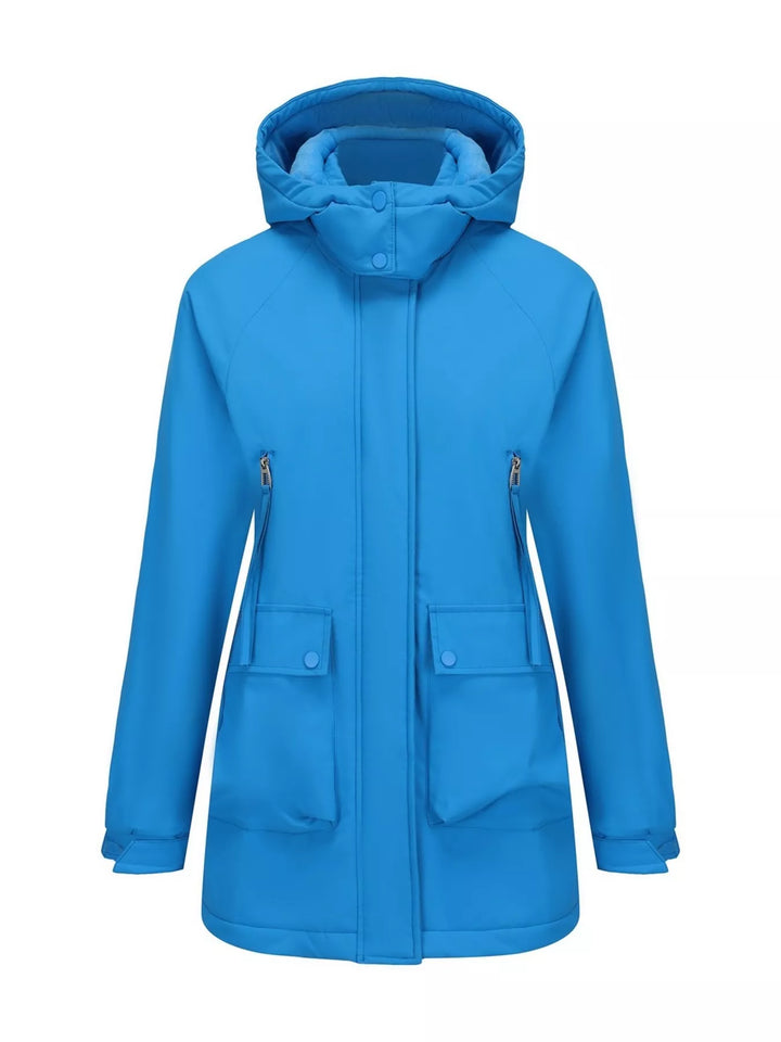 Full Size Zip Up Hooded Parka Outerwear Plus Size