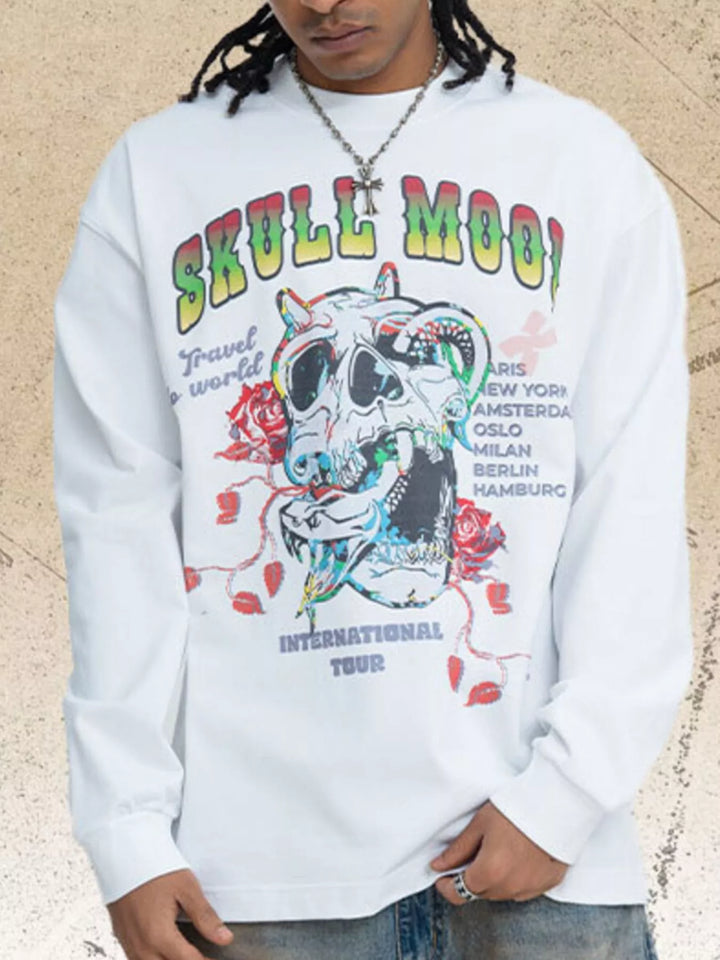 Men's Skull Mood Graphic Long Sleeve T-Shirt