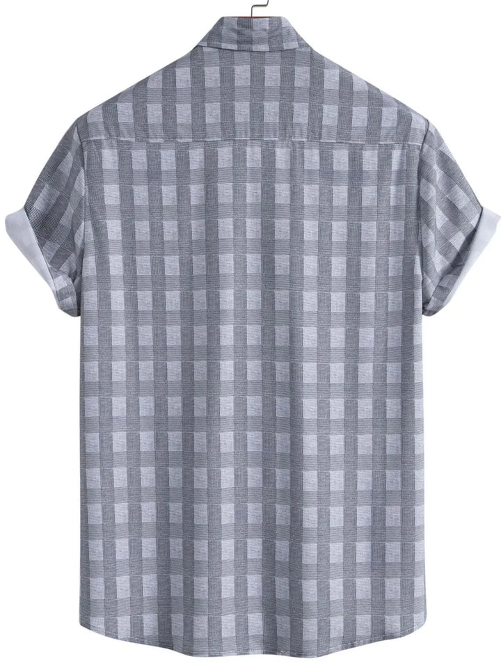 Men's Plus Size Casual Plaid Short Sleeve Button-Down Shirt