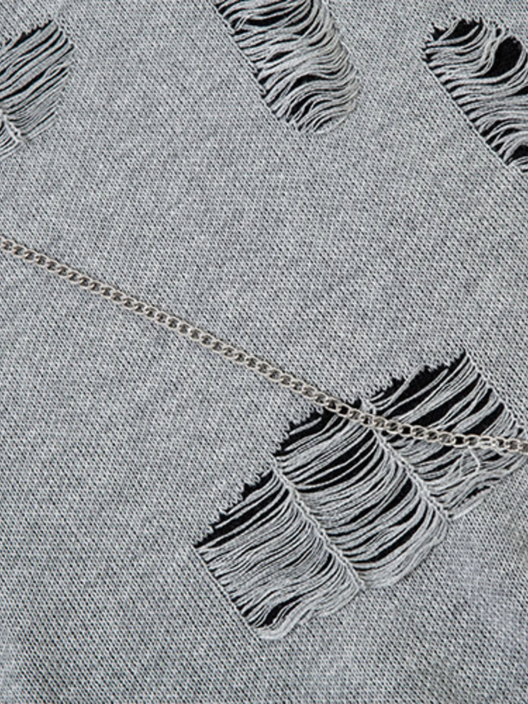 Men's Distressed Chain Detail Oversized Sweater
