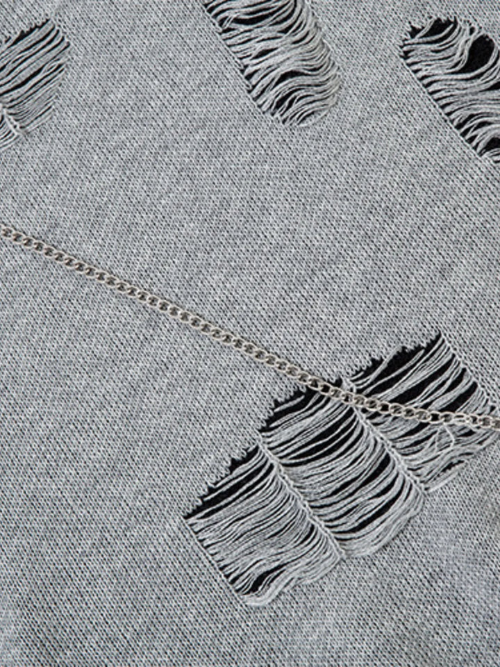 Men's Distressed Chain Detail Oversized Sweater