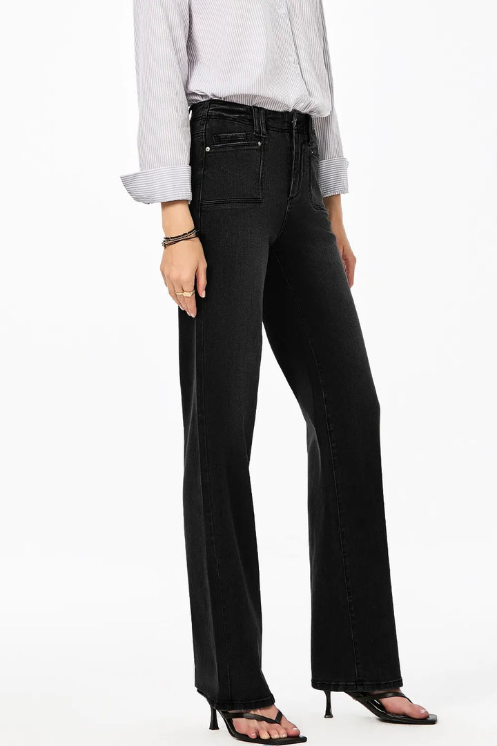 High-Waisted Wide-Leg Vintage Wash Jeans