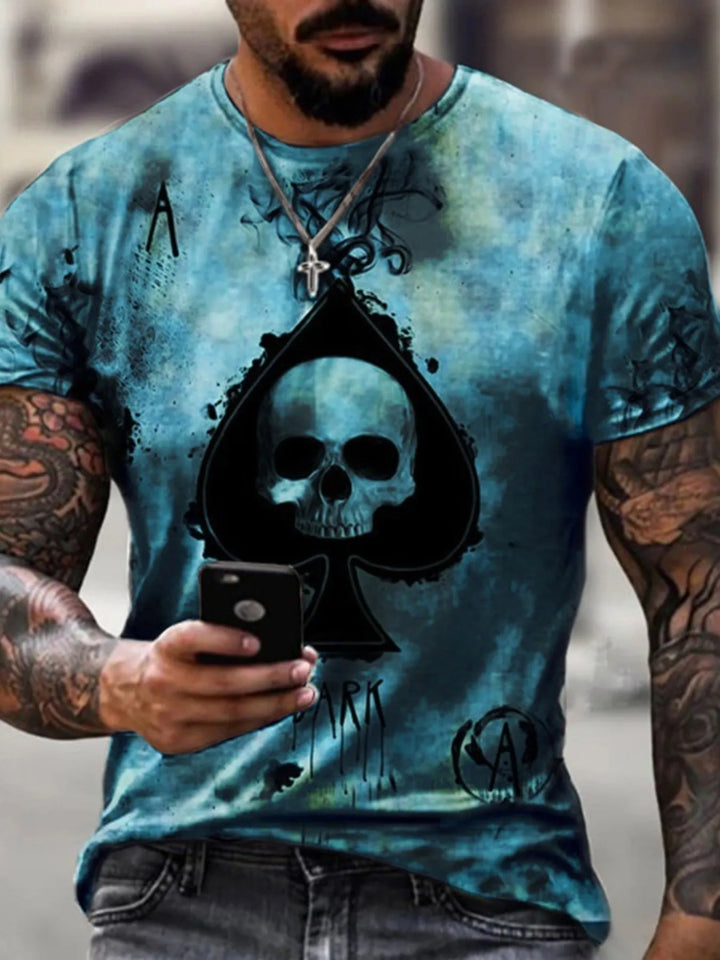 Men's Plus Size Skull Ace of Spades Graphic T-Shirt