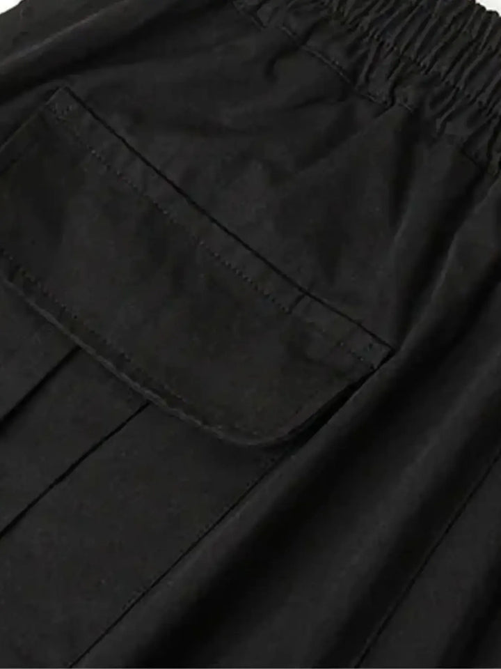 Men's Elastic Waist Wide Leg Cargo Pants with Side Pockets