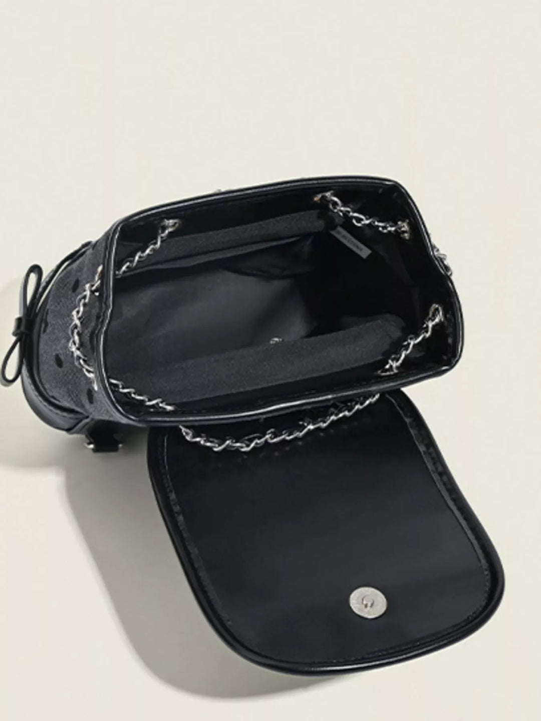 Heart Decor Chain Detail Backpack Bag