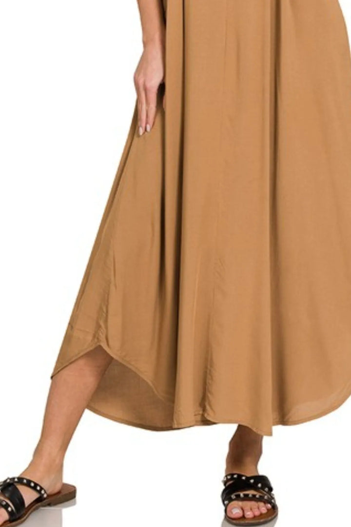 Zenana Woven Arc Hem Cami Dress With Flowy Pockets