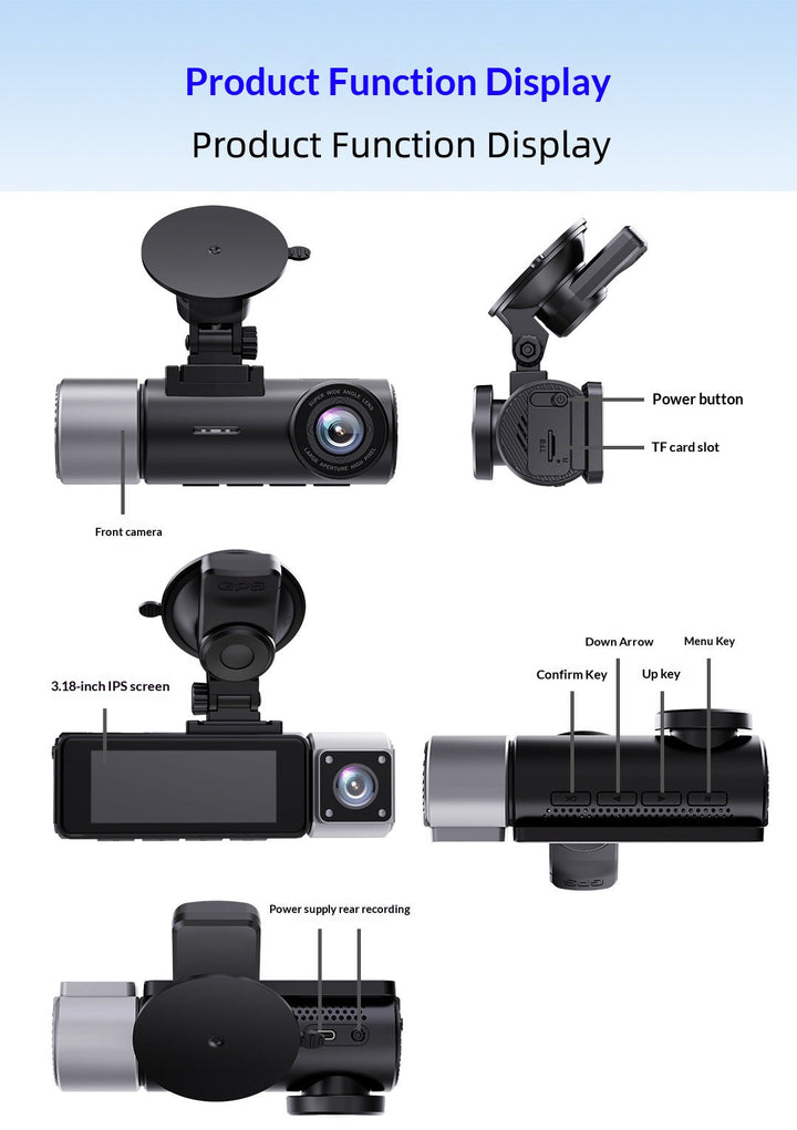 High-definition 3-in-1 4K Dash Camera With Rear And Front Recording Capabilities