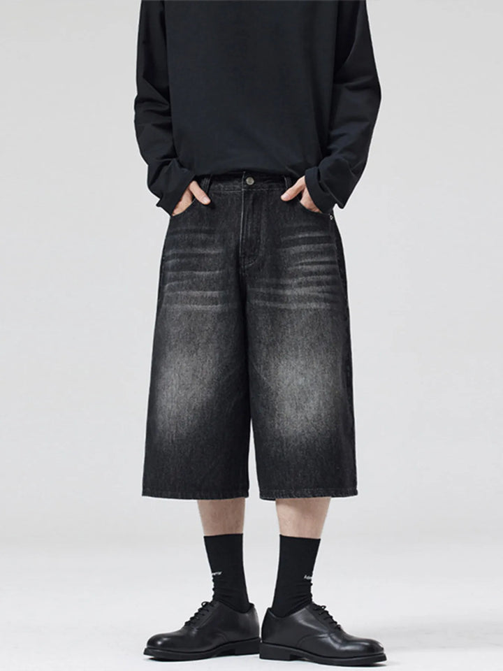 Men's Wide-Leg Denim Shorts