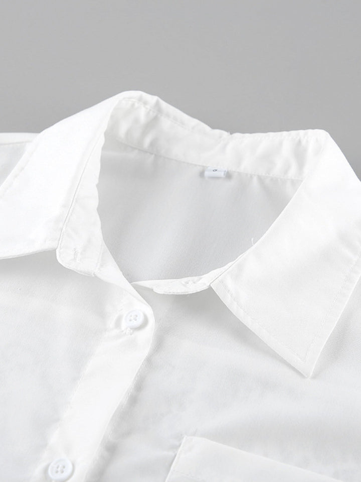 Lace Sleeve Button-Down Shirt
