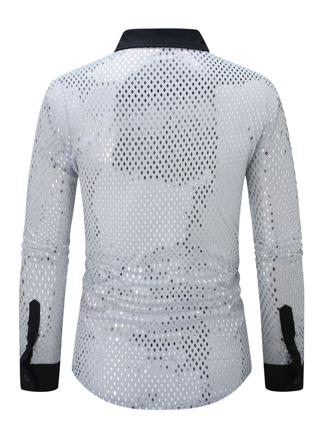 Men's Full Size Openwork Long Sleeve Shirt Plus Size
