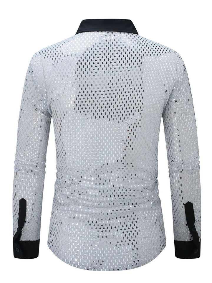 Men's Full Size Openwork Long Sleeve Shirt Plus Size