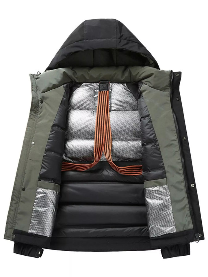 Men's Plus Size Adjustable Hooded Parka Jacket with Multiple Pockets