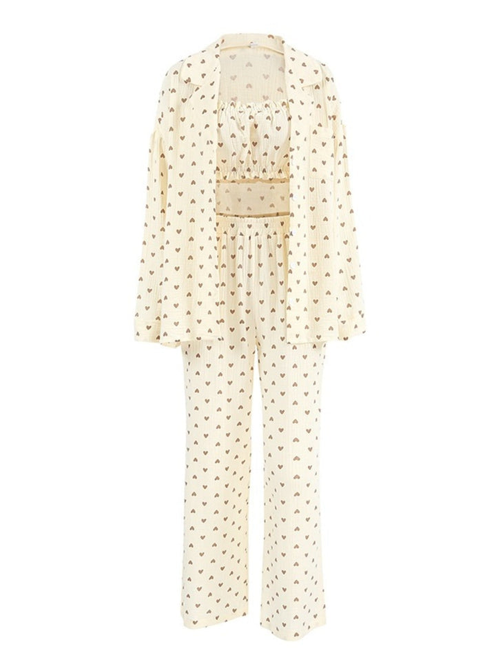 Heart Print Three-Piece Lounge Set
