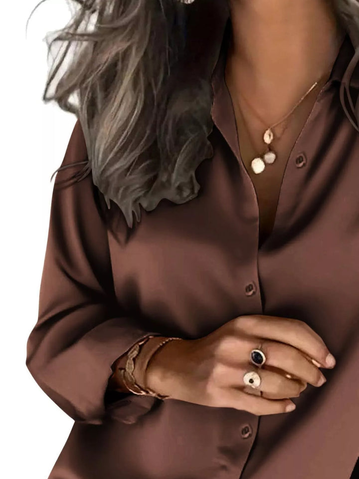 Satin Button-Down Shirt