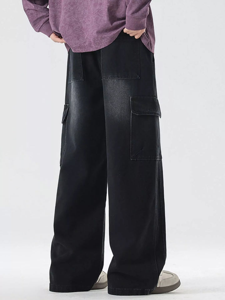 Men's Full Size Wide Leg Cargo Jeans Plus Size