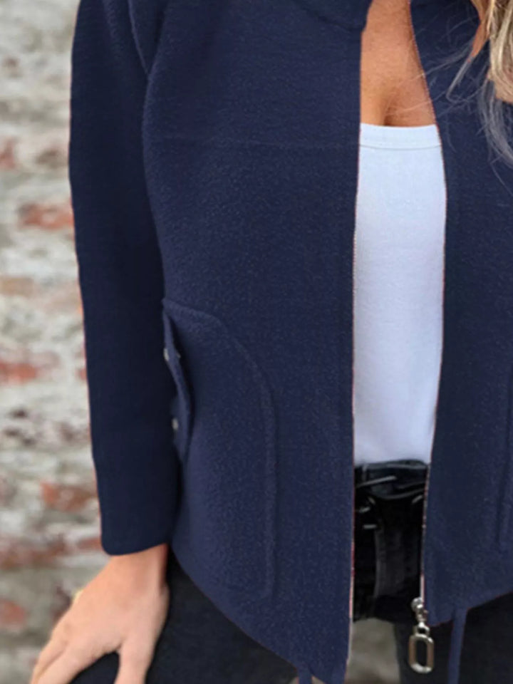 Full Size Zip-Up Long Sleeve Outerwear Plus Size