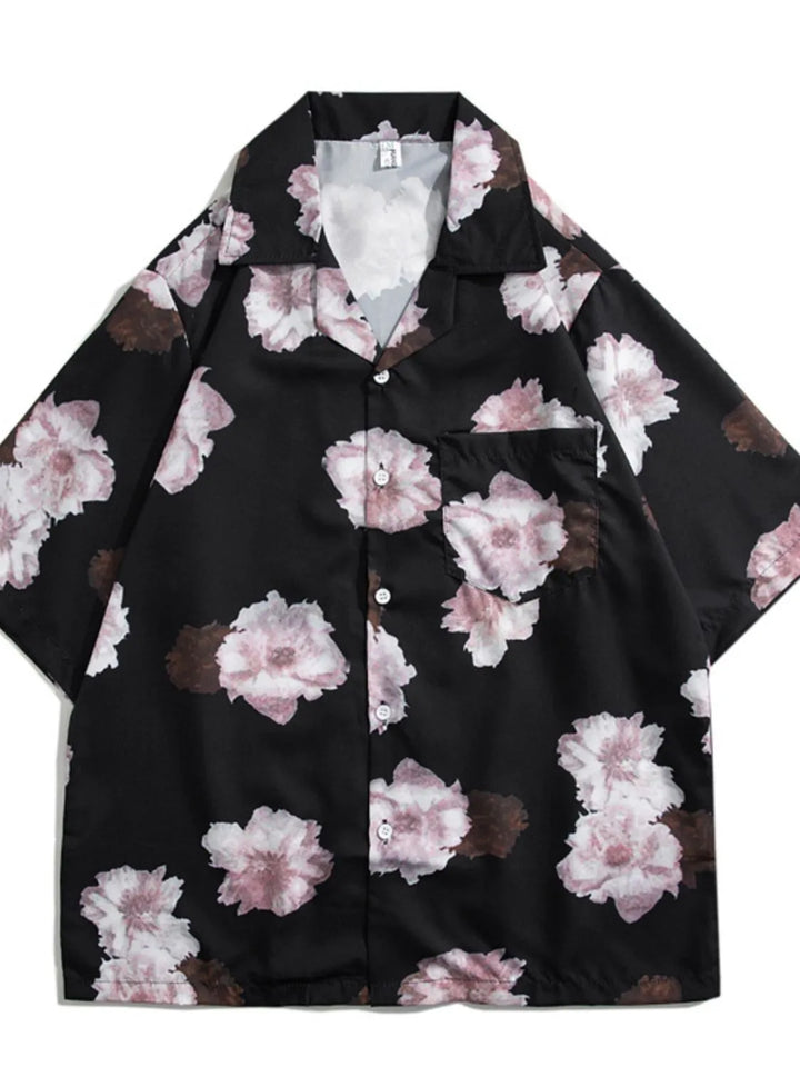 Men's Plus Size Floral Print Casual Button-Up Shirt