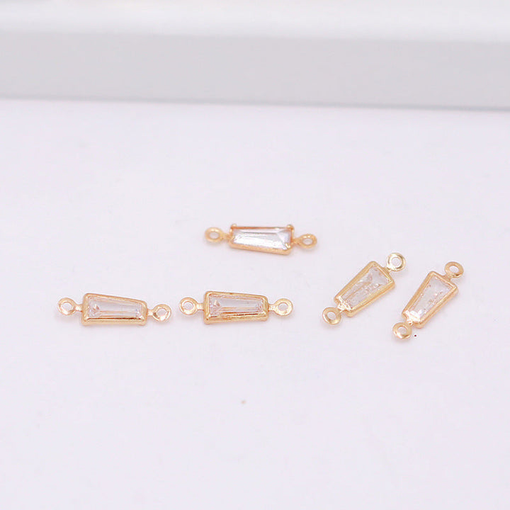 Geometric Zircon Bezel Set Pendant - Gold Plated Color Retention Charm for DIY Earring Jewelry Making Accessories