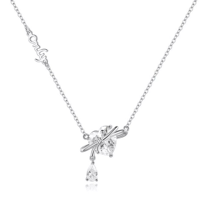 925 Sterling Silver Zircon Heart Necklace