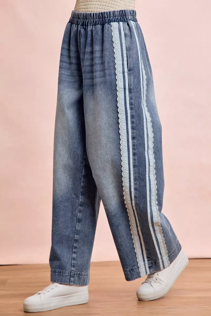 BiBi Washed Lace Contrast Sided Jeans