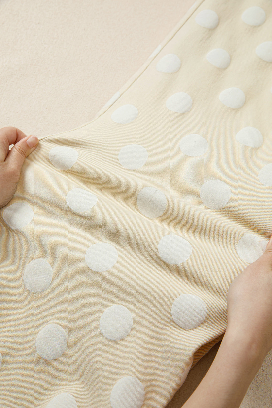 Khaki Polka Dot Print Raw Hem Shift Jeans