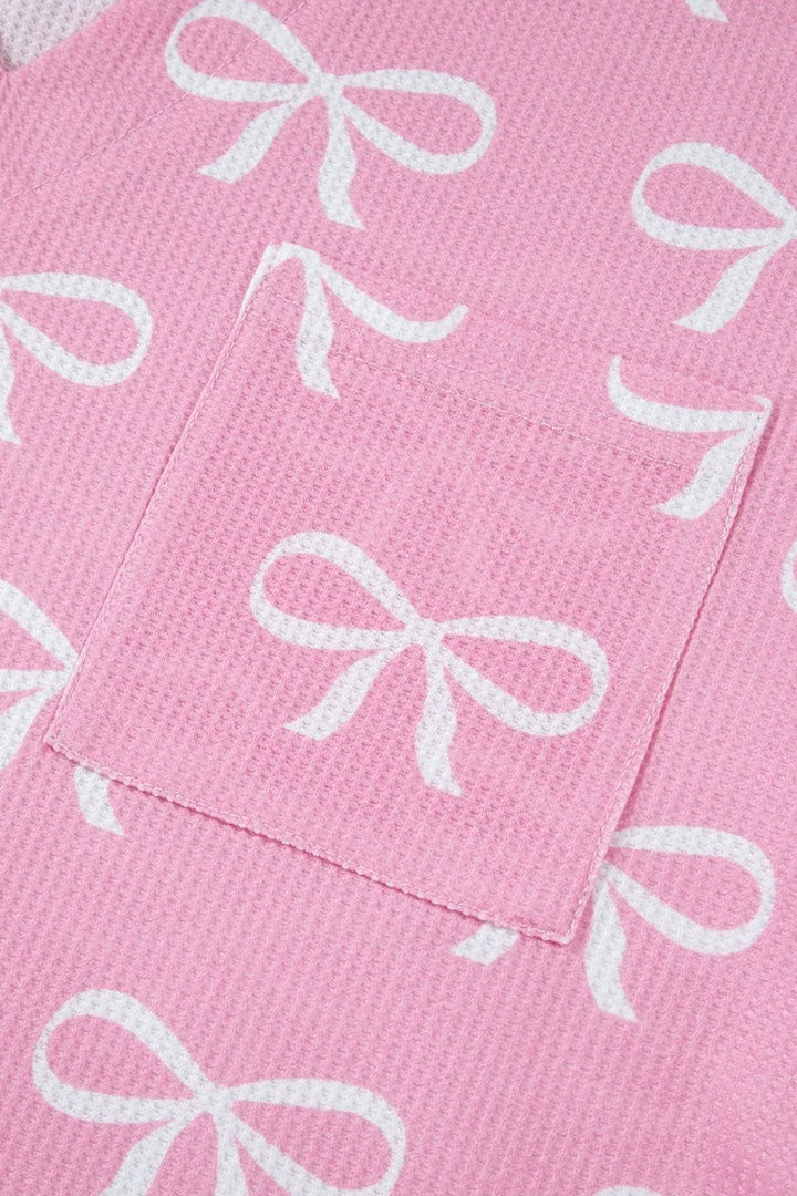 Bowknot Printed Notched T-Shirt and Shorts Set