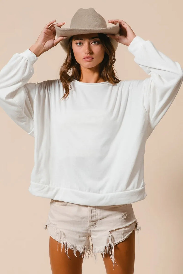 BiBi Loop Terry Pull Over With Cut Edge Band