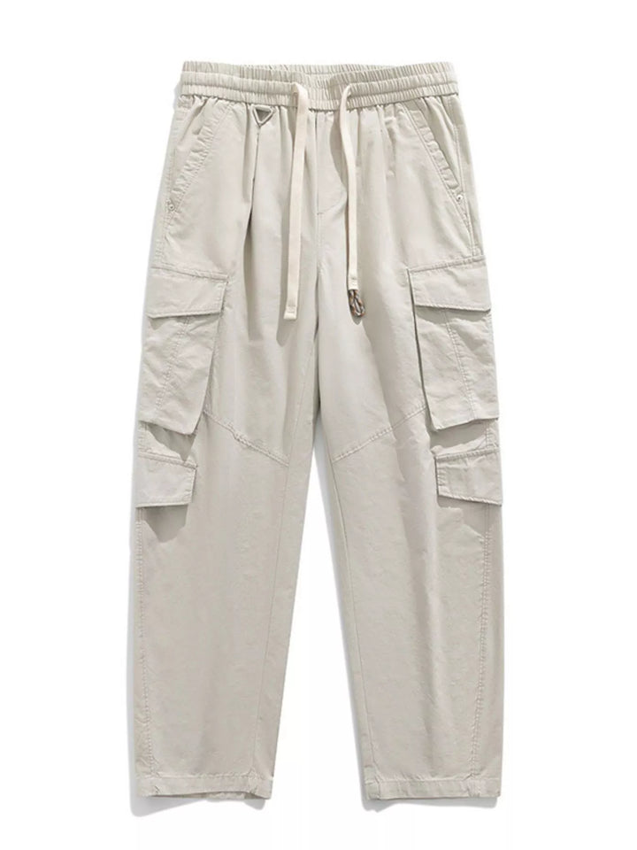 Men's Plus Size Loose Fit Cargo Pants with Drawstring