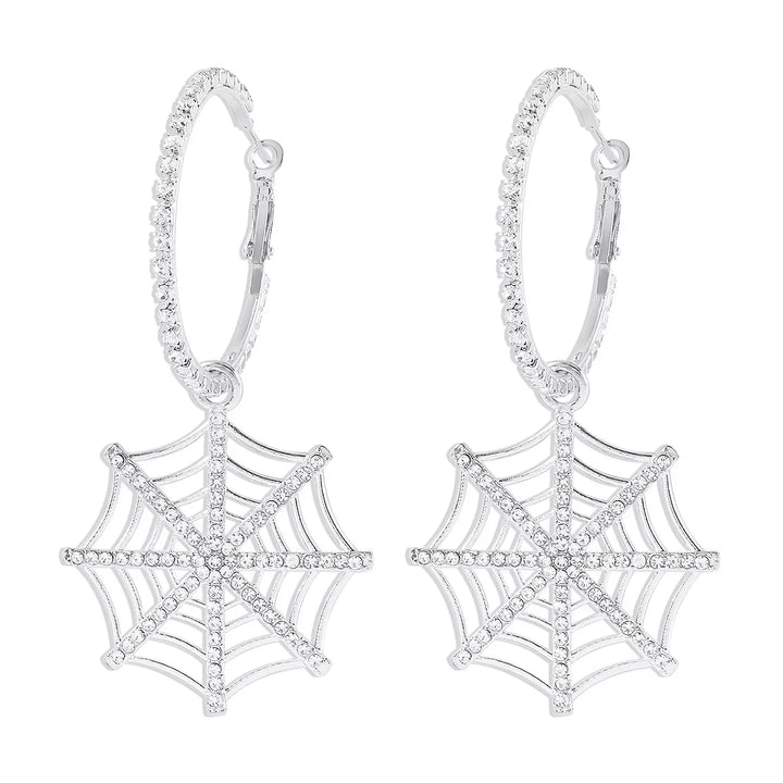 Spider Web Dangle Hoop Earrings