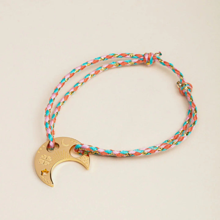 Stainless Steel Bracelet With Moon And Heart Charms