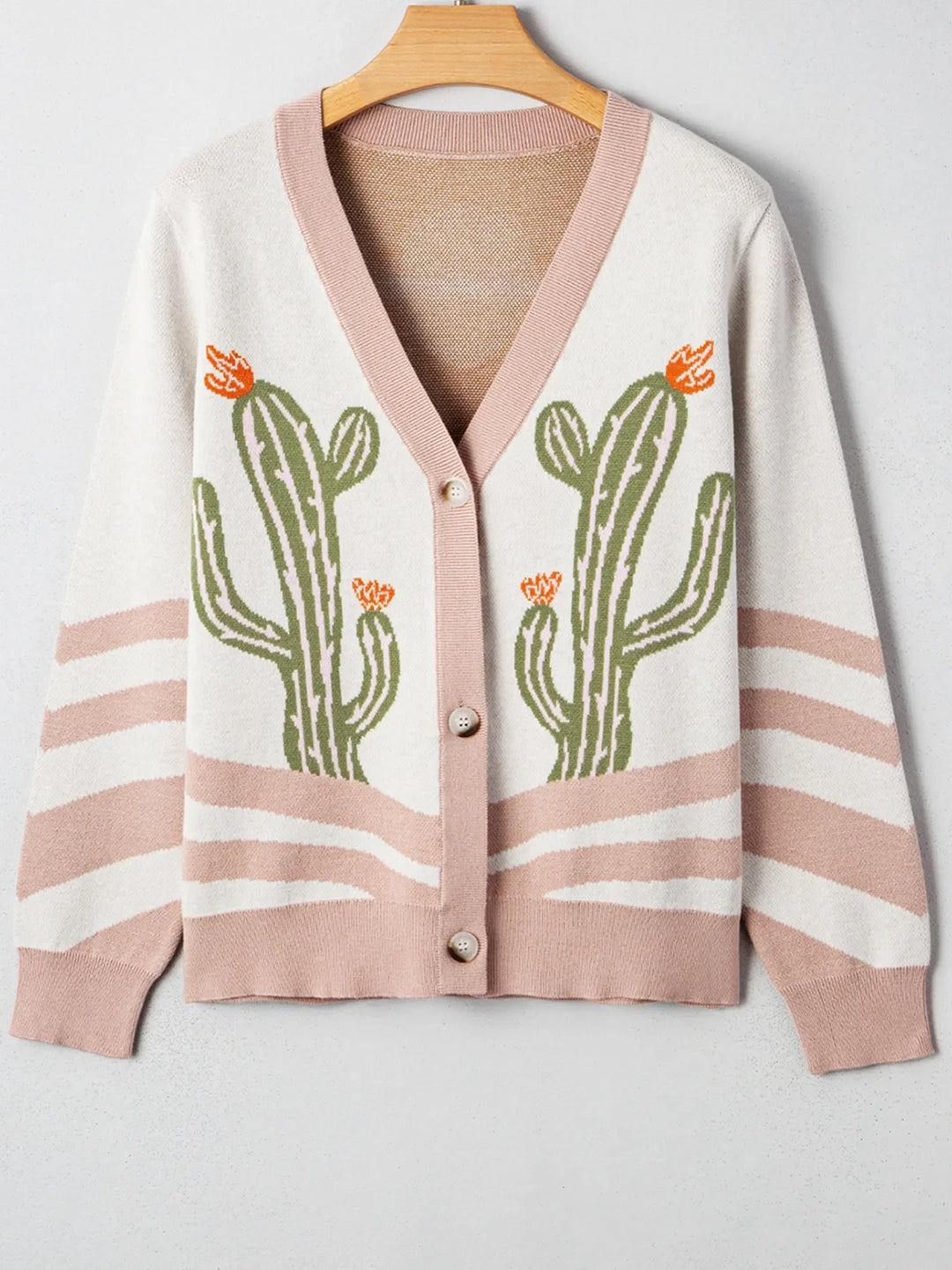Desert Cactus Buttoned Front Sweater Cardigan