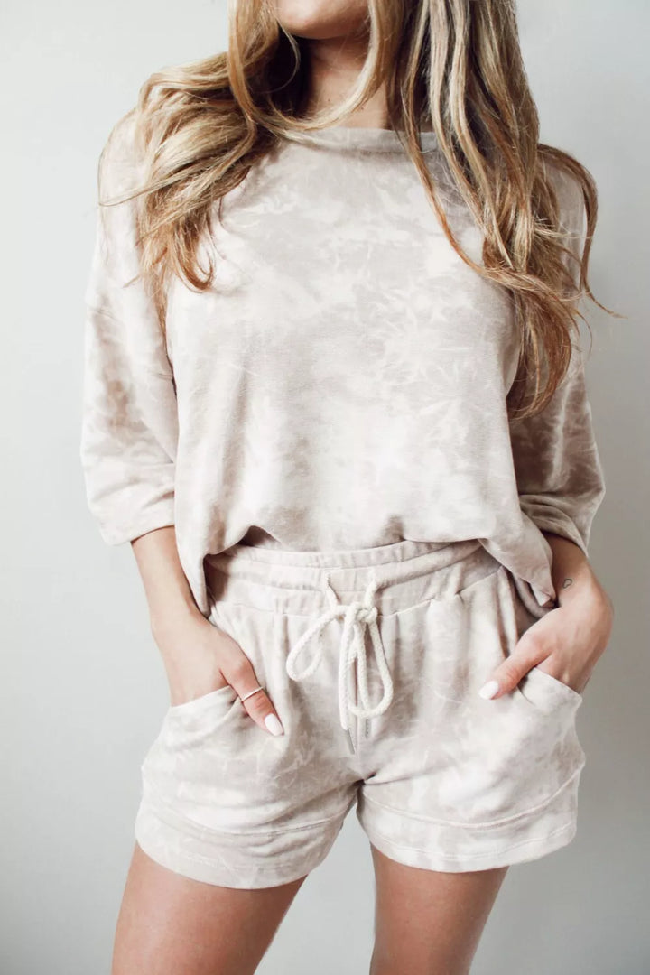 Relaxed Fit Tie-Dye Top and Shorts Set