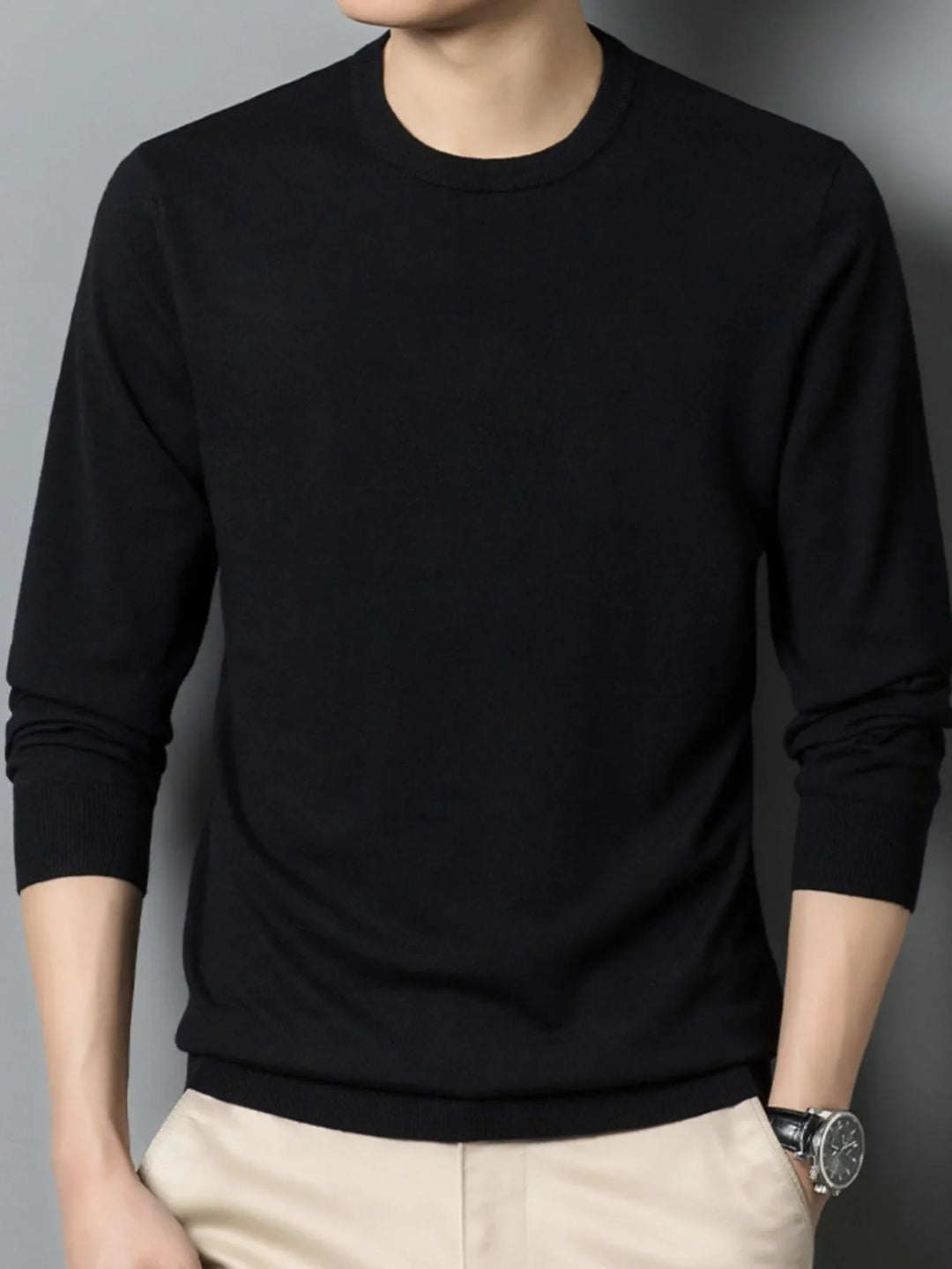 Men's Plus Size Round Neck Long Sleeve Sweater