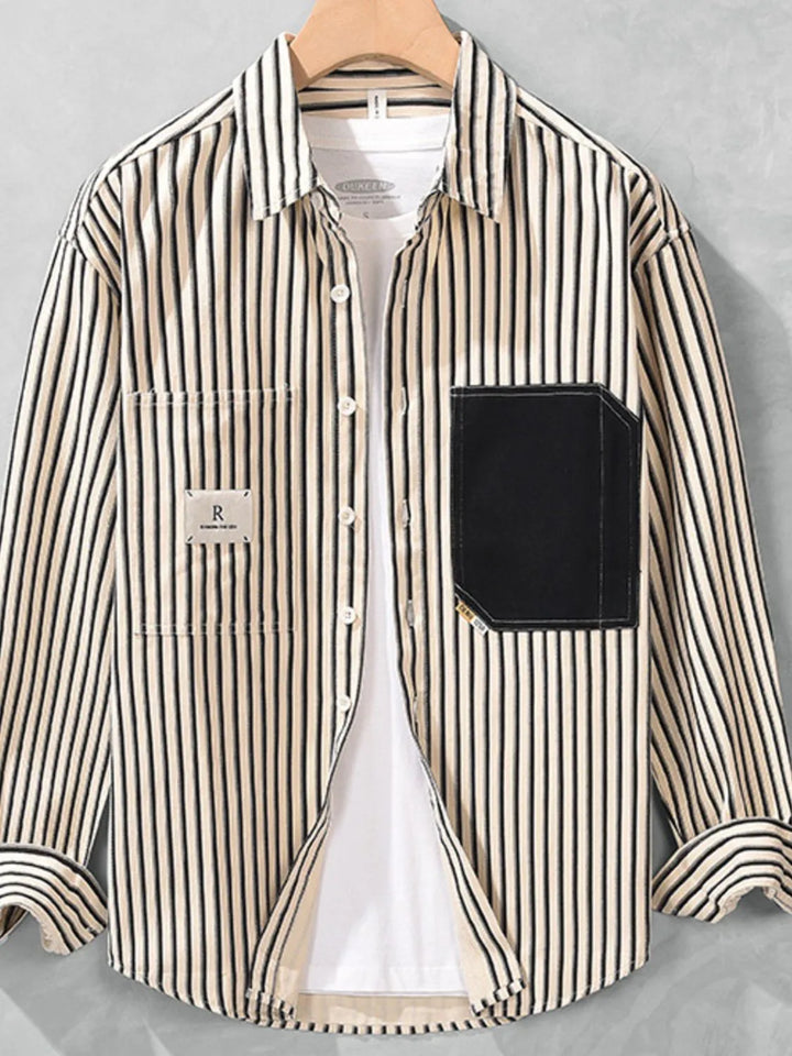 Men's Plus Size Striped Button-Up Shirt