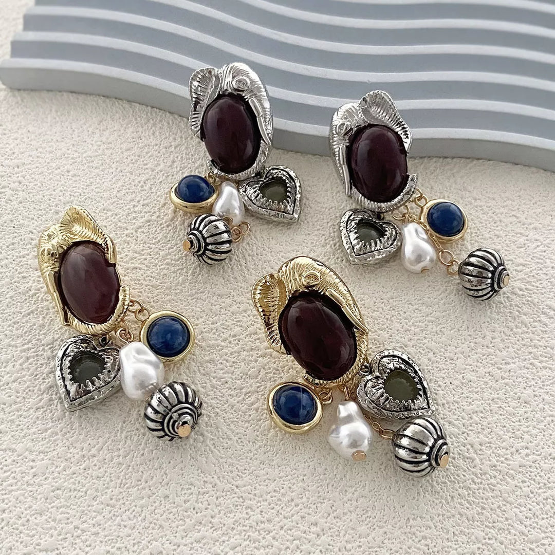 Zinc Alloy Heart Dangle Earrings