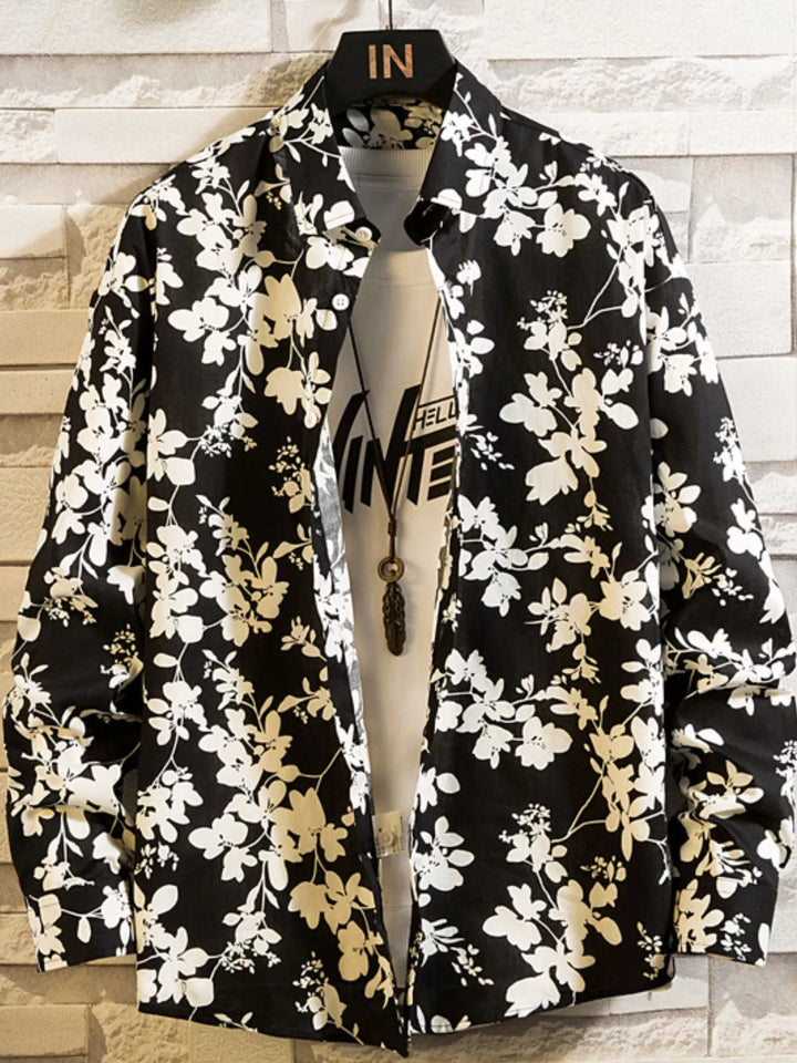 Men's Plus Size Printed Button Up Shirt