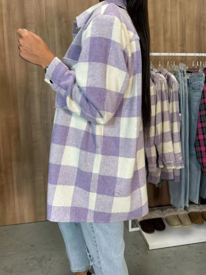 Plaid Button-Down Long Sleeve Shacket