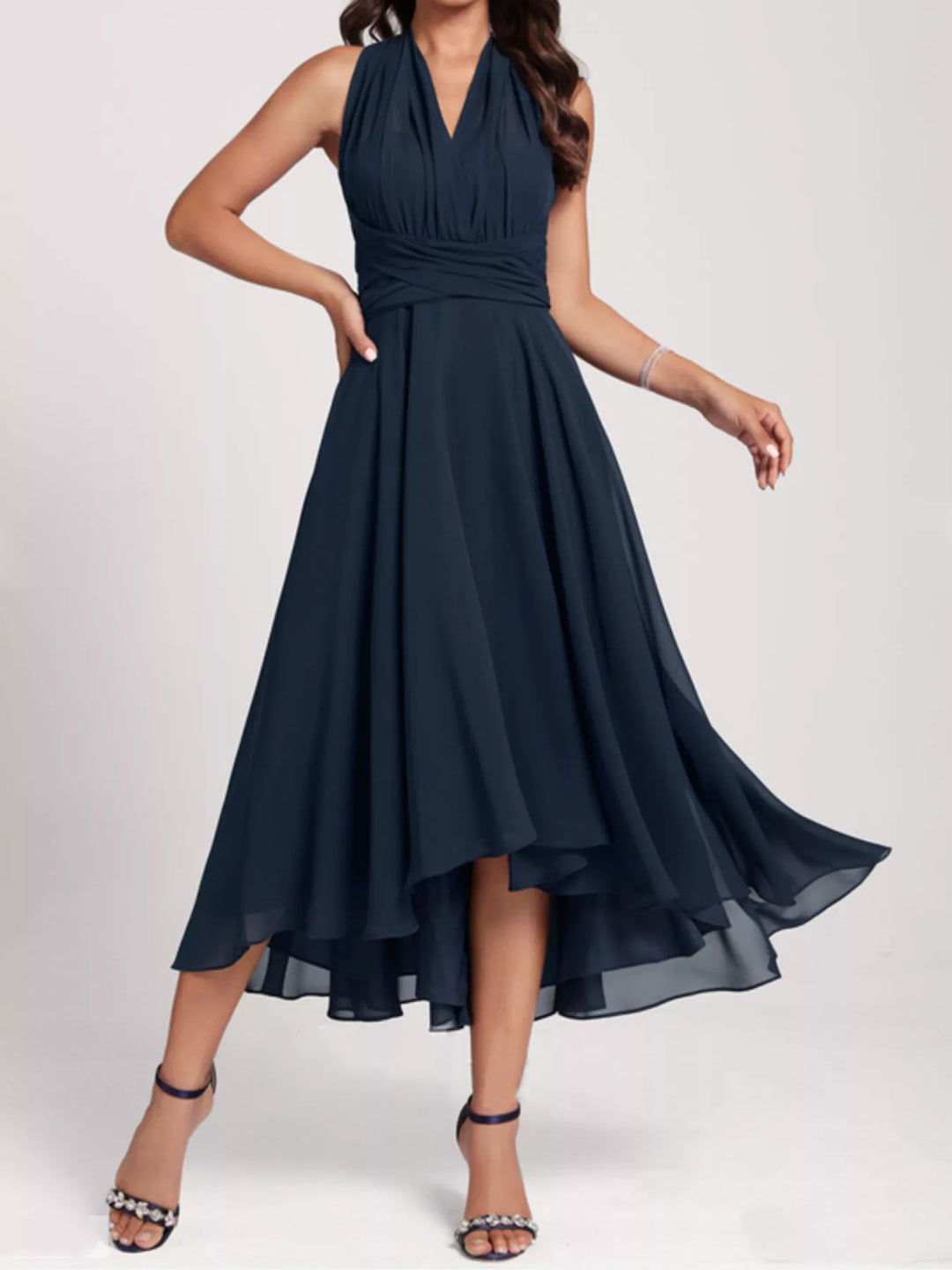Ruched A-Line Midi Dress