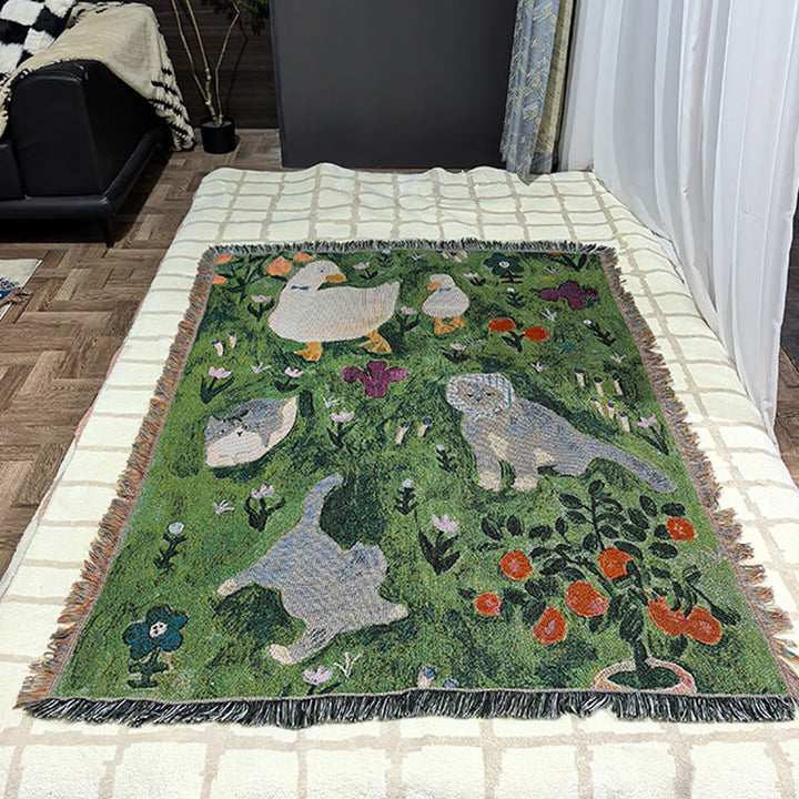 Ancient-style Artistic Tapestry Sofa Blanket Knitted Throw Blanket