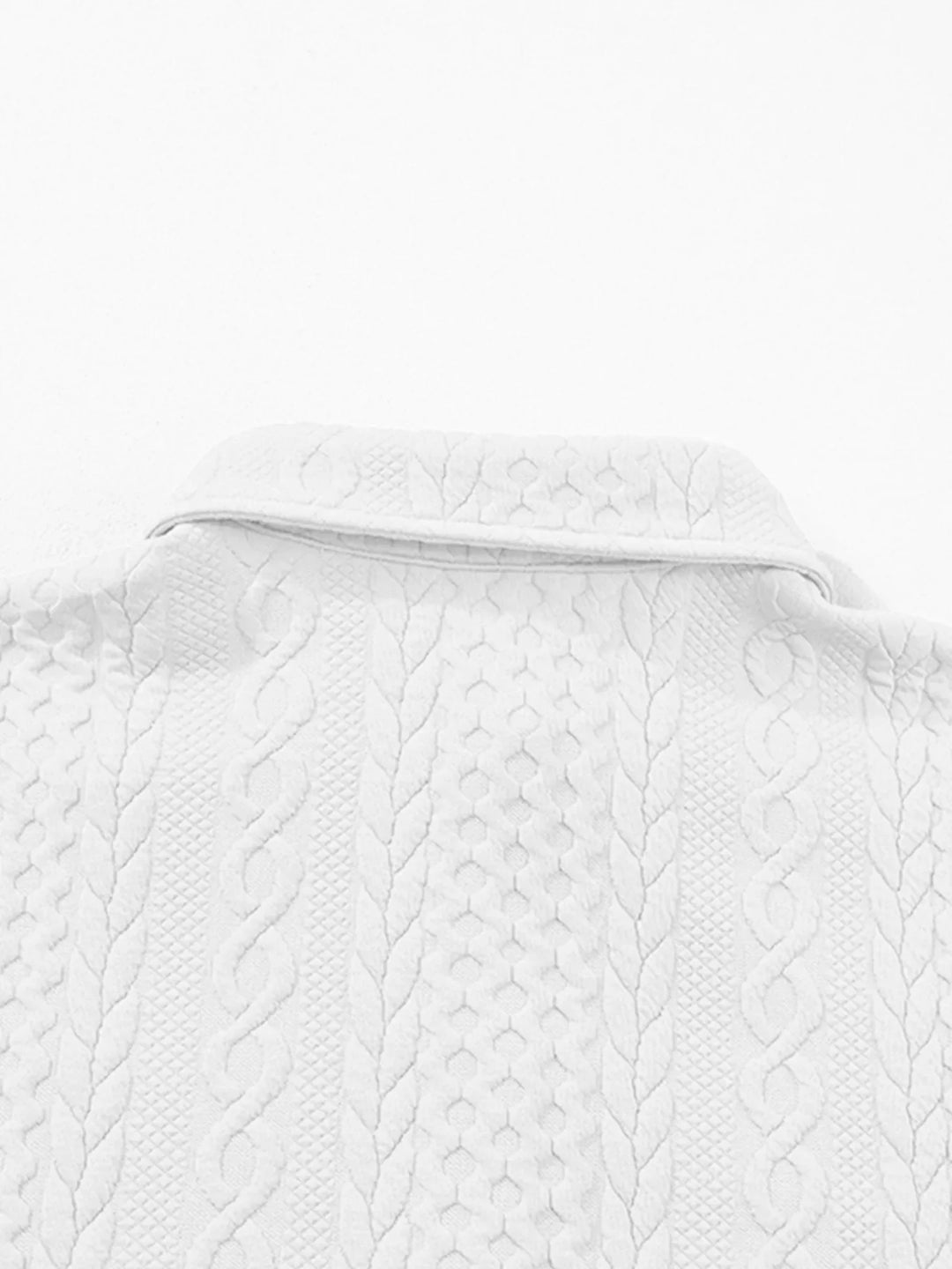 Cable Texture Puff Sleeve Loose Shacket