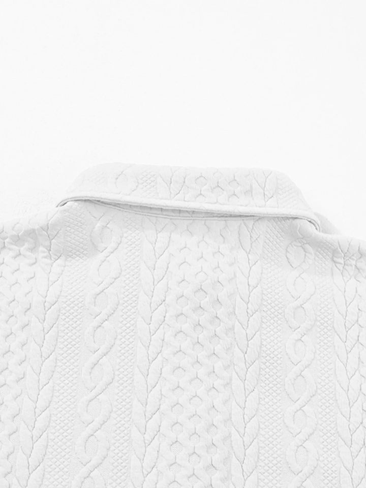 Cable Texture Puff Sleeve Loose Shacket