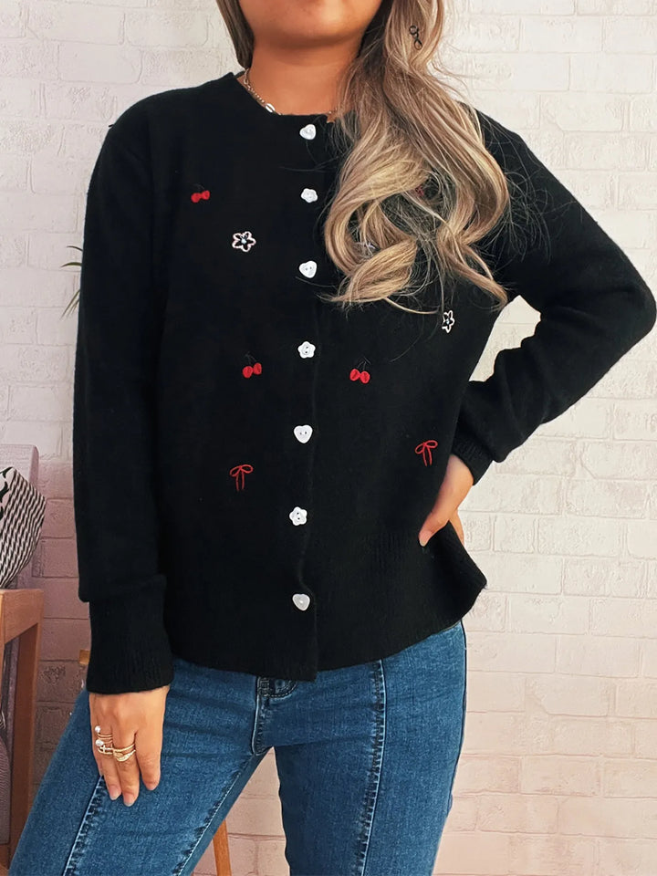 Ribbed Button-Front Knit Cardigan